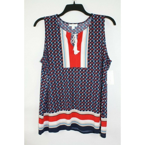 Charter Club Women's Ocean Drift Blouse Top Shirt Color Blue Size Large - Picture 1 of 3